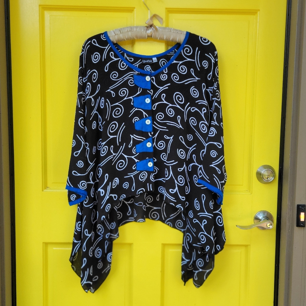 IguaNa Wearable Art Swirl Print Shark Bite Top | Lagenlook Whimsycore L - Picture 9 of 11